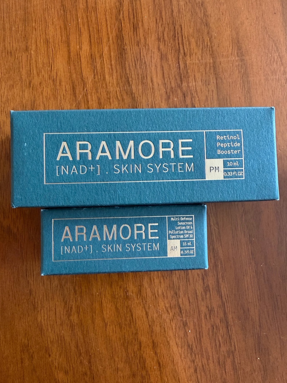 Aramore NAD+ Skin System Retinol Peptide Booster and Multi Defense Sunscreen